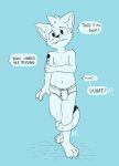 absurd_res anthro belly blush bulge challenge clothing domestic_cat felid feline felis hi_res katxfish katxlogan male mammal navel nervous nervous_expression nervous_smile nervous_sweat obeying shy solo speech_bubble tail tattoo teasing text tight_underwear underwear undressing