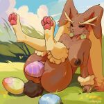 absurd_res ambiguous_fluids anthro egg egg_insertion enemytal female generation_4_pokemon hi_res lopunny nintendo oviposition pokemon pokemon_(species) solo