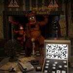 3d_(artwork) animal_genitalia animal_penis animatronic anonymousfm anthro balls bear bodily_fluids brown_body canid canine canine_genitalia canine_penis clothing digital_media_(artwork) erection eye_patch eyewear five_nights_at_freddy&#039;s five_nights_at_freddy&#039;s_2 fox fur genitals group hat headgear headwear hi_res humanoid_genitalia humanoid_penis knot lagomorph leporid machine male mammal nude open_mouth penis penis_size_difference rabbit robot scott_cawthon scottgames size_difference smile text tongue trio withered_bonnie_(fnaf) withered_foxy_(fnaf) withered_freddy_(fnaf)