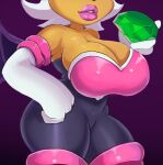  anthro big_breasts breasts cleavage clothed clothing cranihum curvy_figure female gloves handwear hi_res lips makeup membrane_(anatomy) membranous_wings rouge_the_bat sega solo sonic_the_hedgehog_(series) thick_lips thick_thighs voluptuous voluptuous_female wings 