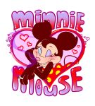 2017 alpha_channel anthro black_body black_fur blue_eyes cigarette clothed clothing digital_media_(artwork) disney dress female fur hair heart_background heart_symbol holding_object looking_at_viewer mammal minnie_mouse mouse murid murine one_eye_closed open_mouth pink_background pink_nose rodent simple_background smile solo standing tail teeth text topwear transparent_background vampiremeerkat wink winking_at_viewer