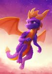  2021 activision cloud daniel_tibana dragon feral flying hi_res horn male purple_body sky solo spyro spyro_the_dragon star video_games 