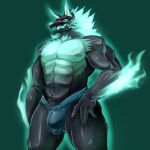 2024 abs absurd_res anthro biped bodily_fluids bulge canid canine cerberus_(fortnite) digital_drawing_(artwork) digital_media_(artwork) epic_games fortnite fur genital_fluids hi_res jaynatorburudragon male mammal muscular muscular_anthro muscular_male nipples pecs simple_background solo standing