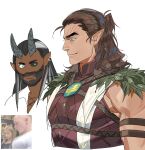  2boys absurdres azur_lane:_slow_ahead bad_id bad_twitter_id baldur&#039;s_gate baldur&#039;s_gate_3 bara beard black_sclera brown_hair colored_sclera cropped_torso dark-skinned_male dark_skin dungeons_and_dragons elf facial_hair full_beard girl_staring_at_guys_chest_(meme) greensalad350 halsin heterochromia highres looking_at_pectorals male_focus mature_male medium_hair meme mismatched_sclera multiple_boys muscular muscular_male pectorals photo_inset pointy_ears reference_inset sidepec tav_(baldur&#039;s_gate) thick_eyebrows unfinished yaoi 