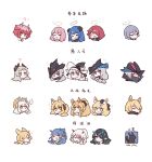  3boys 6+girls :d ;p ? ?? androne_(arknights) animal_ears arknights bird_ears black_bow black_headwear blemishine_(arknights) blonde_hair blue_eyes blue_hair bow braid chibi closed_eyes collared_shirt confused dark_halo demon_horns dragon_horns dusk_(arknights) earrings emphasis_lines exusiai_(arknights) fiammetta_(arknights) gladiia_(arknights) green_hair grey_hair hair_bow hair_over_one_eye halo hat head_wings headset highres horns implied_extra_ears irene_(arknights) jewelry jitome kaleka kroos_(arknights) kroos_the_keen_glint_(arknights) lemuen_(arknights) ling_(arknights) long_hair low-tied_long_hair low_ponytail mlynar_(arknights) mostima_(arknights) multicolored_hair multiple_boys multiple_girls nearl_(arknights) nearl_the_radiant_knight_(arknights) necktie nian_(arknights) official_alternate_costume one_eye_closed open_mouth pink_hair platinum_(arknights) platinum_(shimmering_dew)_(arknights) pointy_ears purple_eyes rabbit_ears red_eyes red_hair red_necktie shirt simple_background skadi_(arknights) smile sparkle specter_(arknights) specter_the_unchained_(arknights) streaked_hair tassel tassel_earrings tongue tongue_out translated ulpian_(arknights) whislash_(arknights) white_background white_hair white_shirt yellow_eyes 