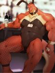 anthro biceps hi_res male muscular muscular_anthro muscular_male orange_body pecs reptile scalie solo sozoronabi tail