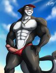 abs absurd_res alkan anthro big_pecs big_penis black_body cetacean clothed clothing dolphin dovel erection genitals hat headgear headwear hi_res lifeguard lifeguard_swimsuit male mammal marine multicolored_body muscular muscular_anthro muscular_male navel nipples oceanic_dolphin open_swimwear orca pecs penis pink_penis solo swimwear swimwear_only teeth toothed_whale topless topless_anthro topless_male two_tone_body vein veiny_penis whistle_(object) white_body yellow_eyes