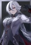  1girl absurdres black_hair commentary grey_hair highres jewelry long_hair looking_at_viewer parted_lips ring solo tian_kazuki very_long_hair 