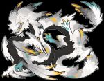 2023 black_background black_body black_feathers dragon feathered_dragon feathers feral grey_body grey_feathers hi_res kemono mythological_creature mythological_scalie mythology scalie simple_background solo white_body white_feathers zhang_gun