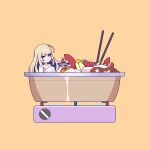  1girl amanogawa_shiina blonde_hair crab cross_(vgne4542) food highres long_hair nabe phase_connect purple_eyes simple_background solo 