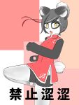 absurd_res anonymous_artist anthro asian_clothing black_hair chinese chinese_clothing clothing east_asian_clothing female footwear hair hi_res joupulee054 kung_fu mammal pink_paws simple_background socks tail white_clothing white_footwear white_socks white_tail yellow_eyes
