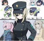  6+girls ahoge animal_ear_fluff animal_ears ayane_(blue_archive) bag black_coat black_gloves black_hat blue_archive blush_stickers chibi closed_mouth coat commentary_request eyepatch fang glasses gloves green_eyes green_hair hair_between_eyes hat highres hikari_(blue_archive) hoshino_(blue_archive) long_hair long_sleeves multiple_girls nonomi_(blue_archive) nozomi_(blue_archive) open_mouth orange_eyes pink_hair pointy_ears ribbon scarf serika_(blue_archive) shiroko_(blue_archive) short_hair suou_(blue_archive) sweat translation_request twintails uniform white_gloves yako2189 