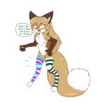 alpha_channel angry anthro averi_(fiddleafox) brown_body brown_fur canid canine clothing dipstick_tail english_text female female_anthro fox fur gloves_(marking) green_eyes hair hand_on_hip hi_res leg_markings legwear lgbt_pride looking_at_viewer mammal markings pawpads paws pride_colors socks_(marking) solo standing stockings tail tail_markings text transgender_pride_colors transphobia unknown_artist white_body white_fur