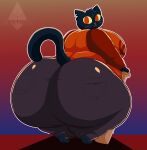 2023 absurd_res anthro baseball_bat bat_(object) belly big_belly big_breasts big_butt biped blue_body blue_fur bottomwear breasts butt cirothicc clothed clothing digital_media_(artwork) domestic_cat felid feline felis female fur glistening glistening_butt glistening_clothing hair hi_res highlights_(coloring) huge_breasts huge_butt huge_hips huge_thighs hyper hyper_butt looking_at_viewer looking_back mae_borowski mammal night_in_the_woods obese obese_anthro obese_female orange_eyes overweight overweight_anthro overweight_female pants rear_view red_highlights shirt side_belly solo standing thick_thighs tight_clothing topwear venus_figure watermark whiskers wide_hips yellow_sclera