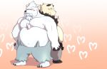  &lt;3 2022 anthro beardgator beartic belly big_belly black_body black_nose blush duo hand_holding hi_res male male/male nintendo overweight overweight_male pangoro pok&eacute;mon pok&eacute;mon_(species) video_games white_body 