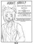 anthro black_hair black_nose canid canine canis comic eyewear hair hi_res male mammal monochrome sketch solo spike_(spikethefurry) spike_the_furry text wolf