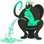  anthro balls claws dragon genitals horn jack_dragon_(character) male notkastar nude peeing penis piercing sitting solo toilet 
