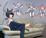  +++ 4girls animal_ears babydoll bangs barefoot beanie black_hair blue_shorts brown_hair censored child closed_mouth couch crossed_legs duct_tape gold_ship_(umamusume) grey_shirt hat hood hooded_jacket horse_ears horse_girl horse_tail identity_censor indoors jacket long_sleeves low_ponytail mask motion_lines mouth_mask multiple_girls nakayama_festa_(umamusume) open_mouth orfevre_(umamusume) photo-referenced shirt shorts sinnra_art sitting speed_lines squiggle stay_gold_(umamusume) tail umamusume v-shaped_eyebrows younger 