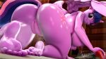  3d_(artwork) absurd_res anthro anthrofied areola book breasts cutie_mark digital_media_(artwork) equid equine feet female friendship_is_magic genitals glistening glistening_body hair hasbro hi_res horn humanoid_feet looking_back mammal my_little_pony nipples nude purple_eyes purple_hair pussy twilight_sparkle_(mlp) whiteskyline winged_unicorn wings 