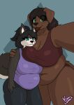 absurd_res anthro big_breasts bird_dog bra breast_size_difference breast_squish breasts canid canine canis cleavage clothed clothing domestic_dog duo female female/female hi_res hunting_dog husky kayla_(lonnyk) labrador lips lonnyk mammal nordic_sled_dog overweight overweight_female retriever selfie shirt size_difference sonia_(lonnyk) spitz sports_bra squish tank_top thick_bottom_lip topwear underwear