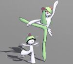  absurdres ambiguous_gender ballet child dancing dreamscreep flying_sweatdrops green_hair highres kirlia pokemon ralts red_eyes self-upload standing standing_on_one_leg 