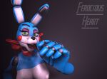  3d_(artwork) animatronic anthro blowjob_face blue_body breasts digital_media_(artwork) female ferocious_heart five_nights_at_freddy&#039;s five_nights_at_freddy&#039;s_2 green_eyes humanoid lagomorph leporid looking_at_viewer machine mammal nipples nude open_mouth rabbit robot robot_humanoid scottgames simple_background solo solo_focus teeth tongue tongue_out toy_bonnie_(fnaf) 