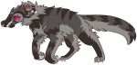  2017 alpha_channel ambiguous_gender canid canine digital_drawing_(artwork) digital_media_(artwork) digitigrade ear_piercing eyebrows facial_piercing feather_accessory feral flat_colors full-length_portrait fur grey_body grey_eyebrows grey_fur grey_nose grey_sclera jaspering mammal mythological_canine mythological_creature mythology nose_piercing nose_ring outline piercing pink_outline portrait red_eyes ring_piercing septum_piercing septum_ring shoulder_scar simple_background snout solo standing tail toothy_grin transparent_background watermark were werecanid werecanine werewolf whisker_spots 