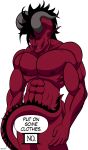  abs absurd_res alpha_channel biceps big_muscles black_hair cel_shading censored creative_censorship curved_horn demon demon_humanoid dialogue english_text eyes_closed facial_piercing grey_horn hair hi_res horn humanoid humanoid_pointy_ears lip_piercing long_tail male monster muscular muscular_male net_positive nipples not_furry pecs piercing red_body red_skin red_tail shaded simple_background smile solo speech_bubble text transparent_background 