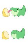  animal animal_focus ceno_the_crocodile commentary crocodile crocodilian english_commentary food fruit full_body highres lemon licking_lemon long_tongue meme no_humans original simple_background sour_(taste) thour_(meme) tongue white_background 