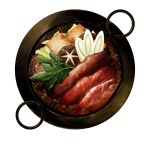  beef food food_focus highres meat no_humans noodles original short208 sukiyaki transparent_background vegetable 