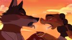  anthro blush bodily_fluids canid canine canis dreamworks duo eyes_closed feral fur hi_res kissing male male/male mammal mr._snake_(the_bad_guys) mr._wolf_(the_bad_guys) neck_grab reptile saliva saliva_string scales scalie snake the_bad_guys wolf 