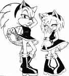accessory amy_rose anthro boots bracelet clothed clothing clothing_lift crossdressing dress dress_lift duo eulipotyphlan female footwear hair_accessory hairband hedgehog jewelry laugh line_art male mammal sega sheila96716588 sonic_the_hedgehog sonic_the_hedgehog_(series) tail tongue tongue_out