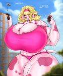  absurd_res aircraft alcohol anthro beverage big_breasts bovid bovine bra breasts cattle clothing cocktail female helicopter hi_res huge_breasts hyper lavochnica macro mammal micro muscular pinup pose solo sports_bra underwear vehicle wide_hips 