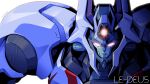 character_name glowing glowing_eyes le_deus looking_at_viewer makyou_gaiden_le_deus matayoshi_(nopple_1000) mecha no_humans pink_eyes portrait science_fiction solo super_robot white_background 