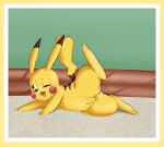  anus cleft_tail doubletriple female genitals looking_at_viewer nintendo one_eye_closed open_mouth pikachu pok&eacute;mon pok&eacute;mon_(species) presenting pussy smile spread_legs spreading video_games wink winking_at_viewer 