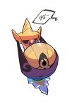  aegislash antenna_hair bright_pupils commentary holding holding_shield korean_text looking_up pokemon pokemon_(creature) purple_eyes redlhzz shield speech_bubble sword symbol-only_commentary translation_request weapon white_background white_pupils 