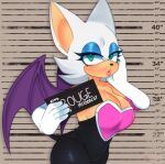 anthro armwear bat breasts cleavage clothed clothing elbow_gloves english_text eyeshadow female fur gloves half-closed_eyes handwear kore_eon lipstick looking_at_viewer makeup mammal membrane_(anatomy) membranous_wings narrowed_eyes rouge_the_bat sega solo sonic_the_hedgehog_(series) tan_body tan_skin text white_body white_fur wings