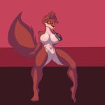  anthro blush bottle breasts canid canine container drunk facial_piercing female fox foxgumie genitals hi_res mammal nose_piercing piercing pussy red_body red_eyes sitting solo substance_intoxication tail 