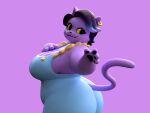 3d_(artwork) 4:3 :3 anthro big_breasts big_butt black_hair black_pawpads blue_clothing breast_squish breasts butt cat_tail catty_(undertale) clothed clothing colored curvy_figure denim denim_clothing digital_media_(artwork) domestic_cat ear_piercing ear_ring eyelashes eyeliner fangs felid feline felis female freckles fur hair highlights_(coloring) makeup mammal mouth_closed overalls overweight overweight_female pawpads paws piercing purple_body purple_fur ring_piercing short_hair side_boob side_view simple_background smile smiling_at_viewer soft_lighting solo squish standing straps tail teeth thick_thighs undertale undertale_(series) wamsgluey wide_hips yellow_eyes
