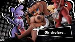  animatronic anthro areola avian bear big_breasts bird blue_eyes bonnie_(cally3d) bonnie_(fnaf) bow_tie breasts canid canine chica_(cally3d) chica_(fnaf) chicken clothing dialogue difinex drum electronics female five_nights_at_freddy&#039;s fox foxy_(cally3d) foxy_(fnaf) freddy_(fnaf) fredina&#039;s_nightclub fredina_(cally3d) galliform gallus_(genus) genitals group guitar hat headgear headwear hi_res holding_microphone holding_object lagomorph leporid machine mammal microphone mostly_nude musical_instrument nipples one_eye_obstructed percussion_instrument phasianid pink_eyes plucked_string_instrument pussy rabbit robot scottgames string_instrument tail thick_thighs top_hat 