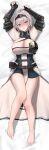  1girl absurdres armor barefoot belt blush braid breasts cleavage fingerless_gloves gloves green_eyes grey_hair hana_hebi headgear highres hololive incredibly_absurdres large_breasts looking_at_viewer mole mole_on_breast open_mouth shirogane_noel short_hair single_braid skirt solo virtual_youtuber 