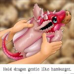  absurd_res adelina_the_love_dragon blue_eyes cookie daww dragon eyelashes female feral fluffy_ears food fur furred_dragon furred_scalie heartlessangel3d hi_res holding_character horn looking_at_viewer meme mythological_creature mythological_scalie mythology pink_body pink_scales red_body red_scales scales scalie solo tongue tongue_out 