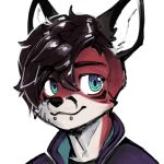  1:1 anthro bastionshadowpaw black_hair canid canine clothed clothing countershade_face countershade_neck countershading eyebrows facial_piercing fox hair icon male mammal piercing scar simple_background solo toshi_(bastionshadowpaw) white_background 