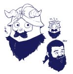  1boy ^_^ beard closed_eyes cropped_head dungeon_meshi dwarf expressions facial_hair fake_horns happy helmet horned_helmet horns lavia97 long_beard looking_at_viewer male_focus mustache senshi_(dungeon_meshi) thick_mustache translation_request very_long_beard 