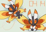  absurdres animal_focus commentary_request grey_background highres looking_at_viewer looking_down luaudrey mothim no_humans orange_eyes own_hands_together pokedex_number pokemon pokemon_(creature) sitting 