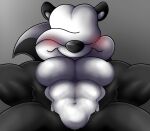  abs anthro black_body black_fur blush blush_lines front_view fur hair hair_over_eyes hi_res looking_at_viewer looney_tunes male mammal mephitid multicolored_body multicolored_tail muscular muscular_anthro muscular_arms muscular_legs muscular_male navel pecs pitu_le_pew rjquaty skunk skunk_tail smile smiling_at_viewer solo tail warner_brothers white_body white_fur 