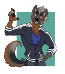  absurd_res anthro canid canine clothed clothing fox fully_clothed hi_res jacket kingdomblade looking_at_viewer male mammal multicolored_body muscular shirt smile solo topwear undershirt 