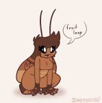  2_toes 4_fingers antennae_(anatomy) anthro arthropod artist_name black_eyes blattodea breasts brown_body brown_clothing brown_fingerless_gloves brown_footwear brown_gloves brown_hair brown_handwear brown_socks clothing cockroach crouching digital_media_(artwork) english_text eye_through_hair eyebrow_through_hair eyebrows eyelashes featureless_breasts feet female fingerless_gloves fingers footwear full-length_portrait gloves hair handwear hi_res imbynova insect medium_breasts mostly_nude portrait pupils rachie_(imbynova) shadow simple_background socks solo sparkles speech_bubble tail text thick_thighs three-quarter_view toeless_footwear toeless_socks toes translucent translucent_hair white_background white_pupils wide_hips 