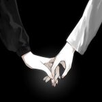  black_background black_shirt chinese_commentary close-up commentary_request highres holding_hands kyoko_(akakikyoko) long_sleeves original shirt simple_background tagme white_shirt 