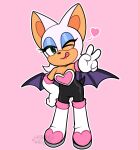  anthro bat blep boots breasts clothing eyeshadow female footwear fur gesture gloves hand_gesture handwear heart_symbol hi_res kore_eon looking_at_viewer makeup mammal membrane_(anatomy) membranous_wings one_eye_closed rouge_the_bat sega signature simple_background solo sonic_the_hedgehog_(series) tan_body tan_skin tongue tongue_out v_sign white_body white_fur wings wink 